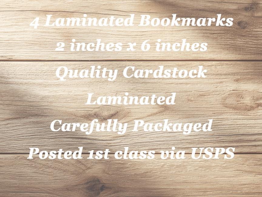 Whimsical Alice Laminated Bookmarks. Set of 4 different designs. Ideal gift for book lovers, readers, book clubs or for yourself!