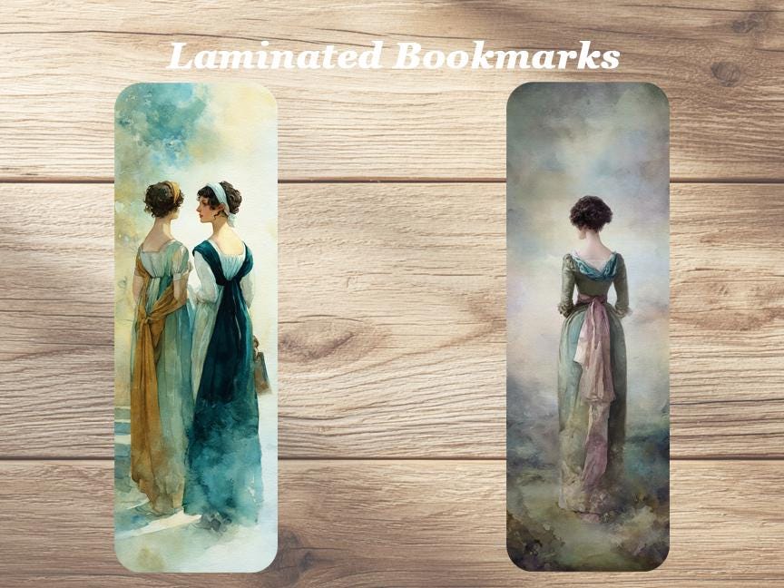 Miss Austen's Friends Laminated Bookmarks. Set of 4 beautiful book marks. Ideal gift for book lovers, readers or for yourself.