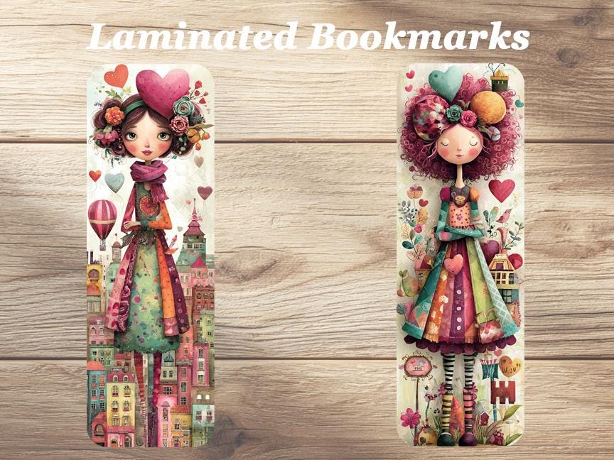 Whimsical Alice Laminated Bookmarks. Set of 4 different designs. Ideal gift for book lovers, readers, book clubs or for yourself!