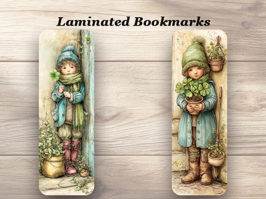 St Patrick's Day Wishes Laminated Bookmarks. Set of 4 different vintage style designs. Ideal gift for book lovers, readers, book clubs.