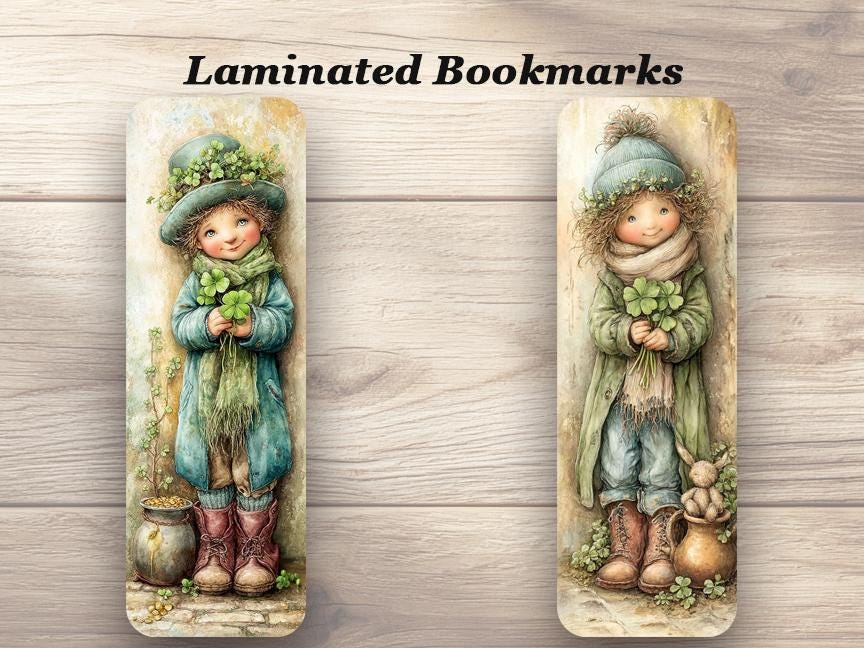 St Patrick's Day Wishes Laminated Bookmarks. Set of 4 different vintage style designs. Ideal gift for book lovers, readers, book clubs.