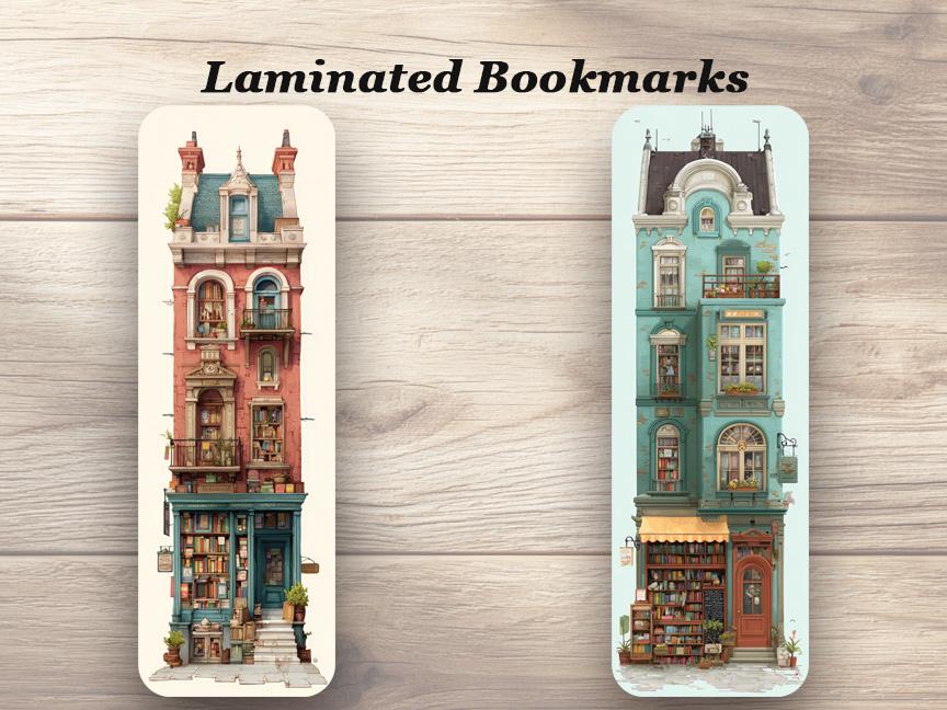 The Tall Book Shop Laminated Bookmarks. Set of 4 different illustrations. Ideal for all book lovers.