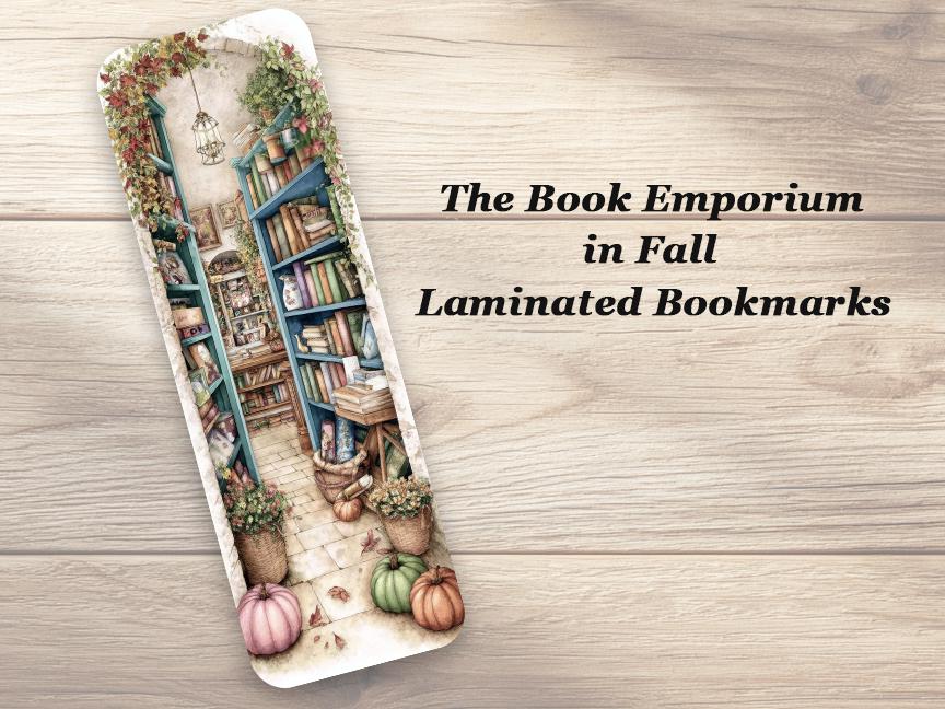 The Book Emporium in Fall Bookmarks Set Of 4 Laminated Cozy Autumn Bookmarks. Ideal for all book lovers.