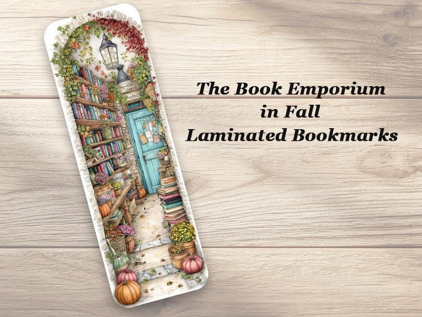 The Book Emporium in Fall Bookmarks Set Of 4 Laminated Cozy Autumn Bookmarks. Ideal for all book lovers.