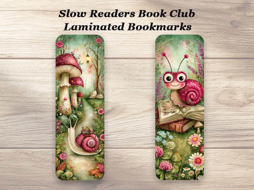 Slow Readers Book Club Bookmarks. Set of 4 Book Lovers Laminated Bookmarks.