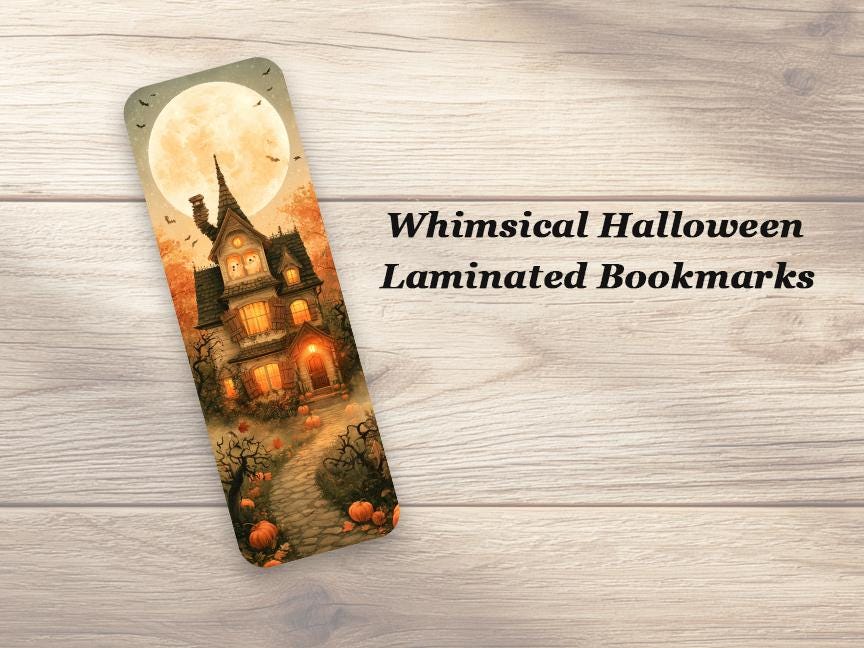Whimsical Halloween Bookmarks. Set of 4 Laminated Whimsy Bookmarks. Ideal Fall Book Lover Gift.