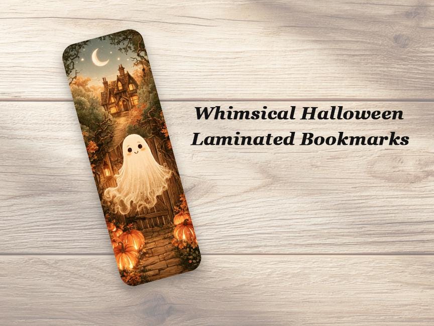 Whimsical Halloween Bookmarks. Set of 4 Laminated Whimsy Bookmarks. Ideal Fall Book Lover Gift.