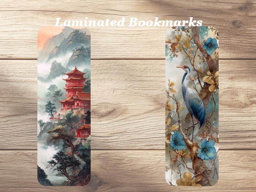 Chinoiserie Laminated Bookmarks. A set of 4 vintage inspired book marks. Ideal gift for book lovers, readers or yourself!