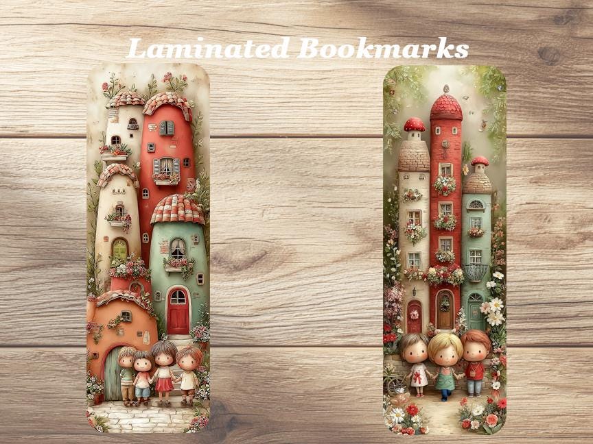 Cute Summer Bookmarks. Set of 4 Laminated Whimsical Summertime Bookmarks. Gift for Book Lovers.