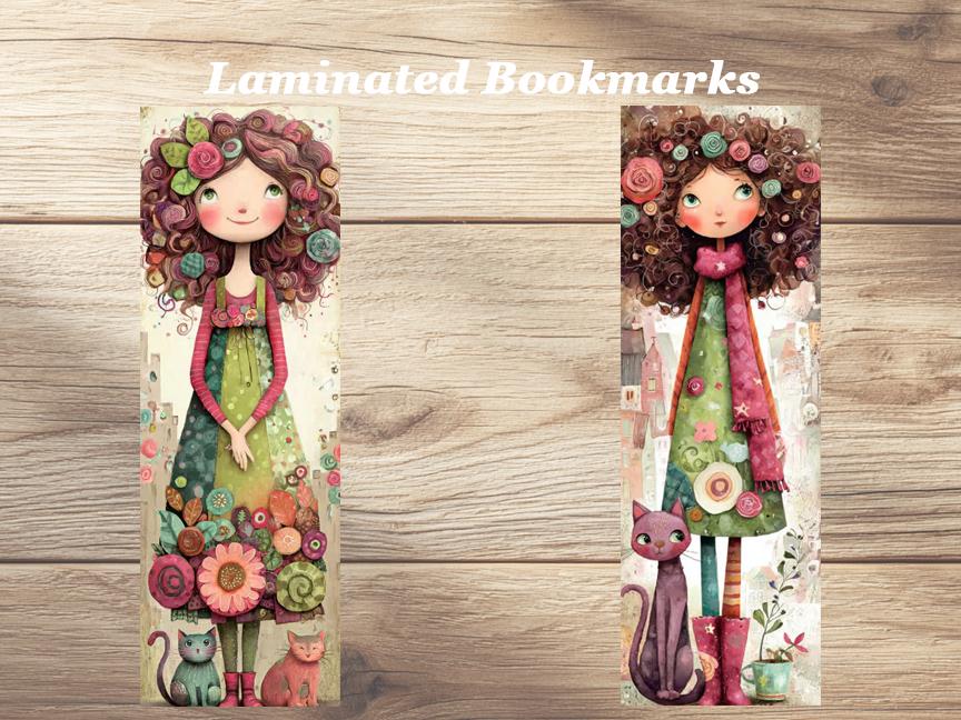 I Love Cats Bookmarks. Set of 4 Laminated Whimsical Cat Bookmarks. Gift for Book and Cats Lovers.