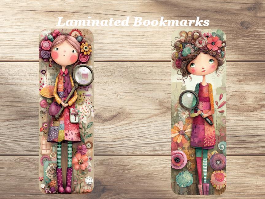 I Love Mystery Books Laminated Bookmarks. Set of 4 whimsical Book Marks Ideal gift for book lovers, readers, book clubs or just for yourself