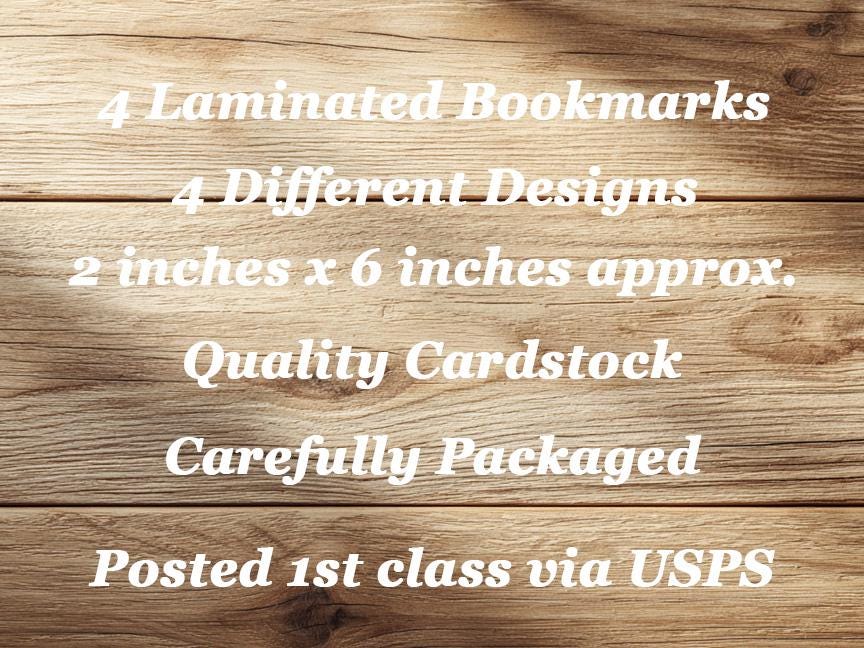 Tea + Cake + Books = Bliss Laminated Bookmarks. Set of 4 whimsical book marks. Ideal gift for book lovers, tea drinkers and cake eaters