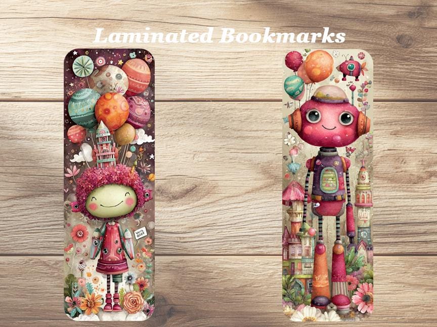 I Love Sci Fi Books Laminated Bookmarks. Set of 4 quality whimsical book marks. Ideal gifts for book lovers, readers, book clubs or yourself