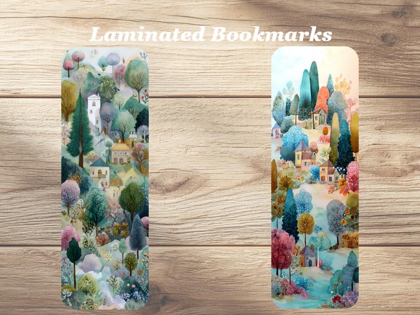 Pastel Landscape Laminated Bookmarks. Set of 4 different designs. Ideal gift for book lover, landscape artist, reader or for youself.