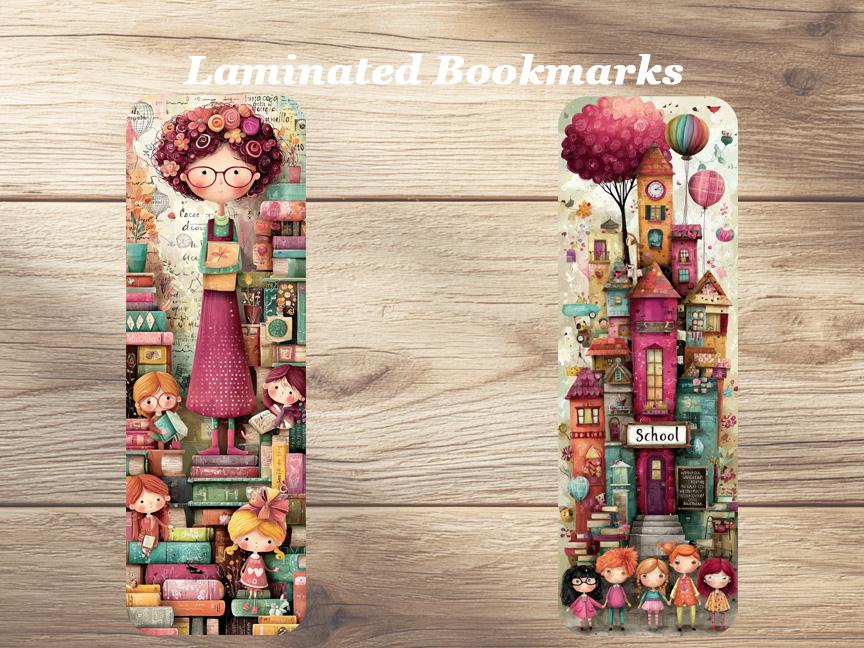Whimsical Teachers Laminated Bookmarks. Set of 4 cute book marks. Ideal gift for teachers, kids, book lovers or for yourself!