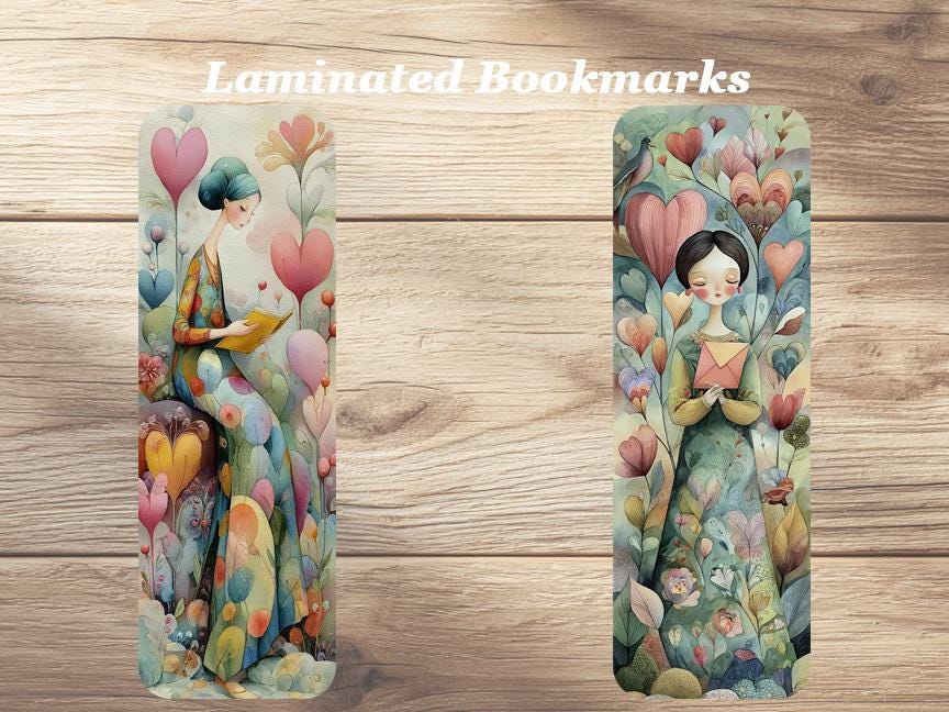 Pastel Love Letters Laminated Bookmarks. Set of 4 beautiful book marks. Ideal gift for Valentines Day, Book Lovers, Readers, Romantics