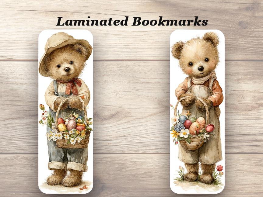 Vintage Easter Teddies Laminated Bookmarks. Set of 4 cute book marks. Ideal gift teddy bear fans, book lovers, readers, book clubs, yourself