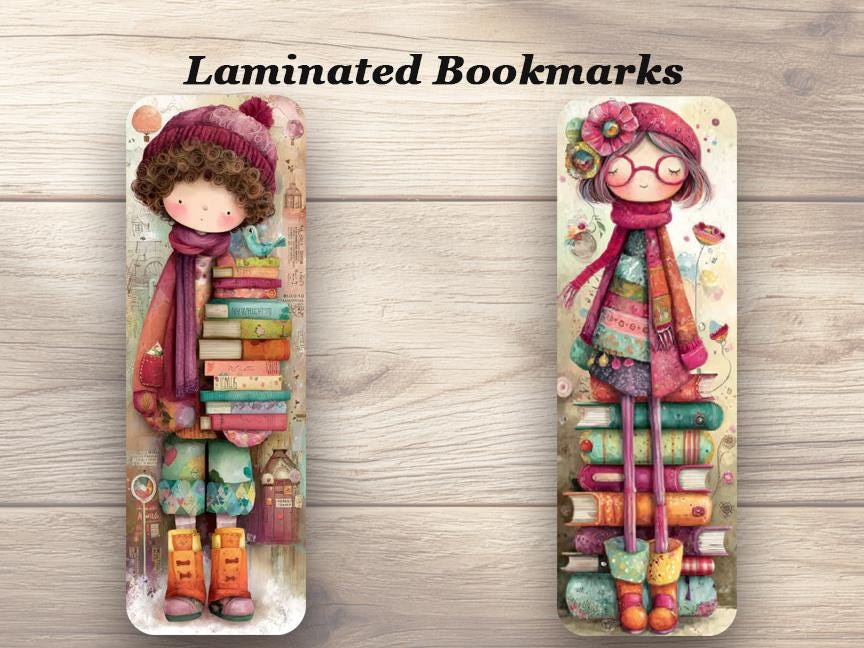 I Love Kid's Books Laminated Bookmarks. Set of 4 different whimsical designs. Gift for Book Lovers, Kids, Readers, Book Clubs or yourself!