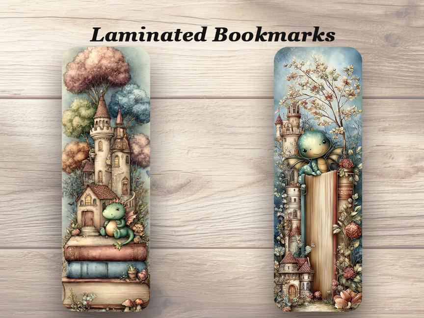 Fairytale Dragon Bookmark Set of 4 Laminated Cute Dragon Bookmarks. Book Lover Gift