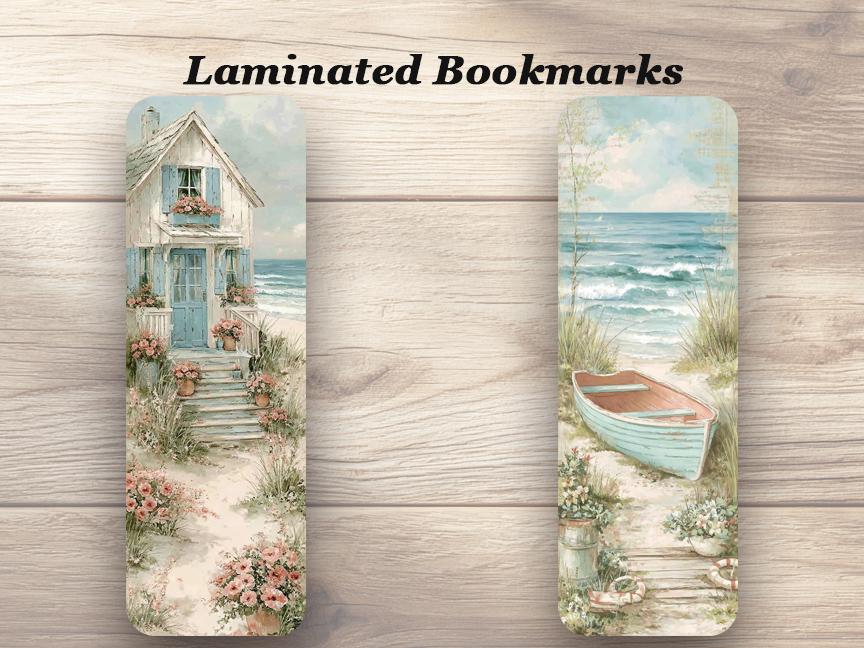 Cape Cod Summer Laminated Bookmarks. Set of 4 book marks to help you dream of sunny days relaxing on the beach. Ideal gift for book lovers.