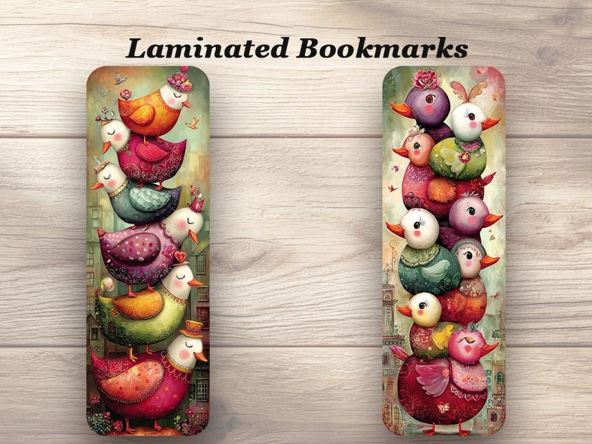 Whimsical Ducks Laminated Bookmarks. Set of 4 different designs Ideal gift for Book Lovers, Duck Lovers, Readers, Book Clubs or for yourself