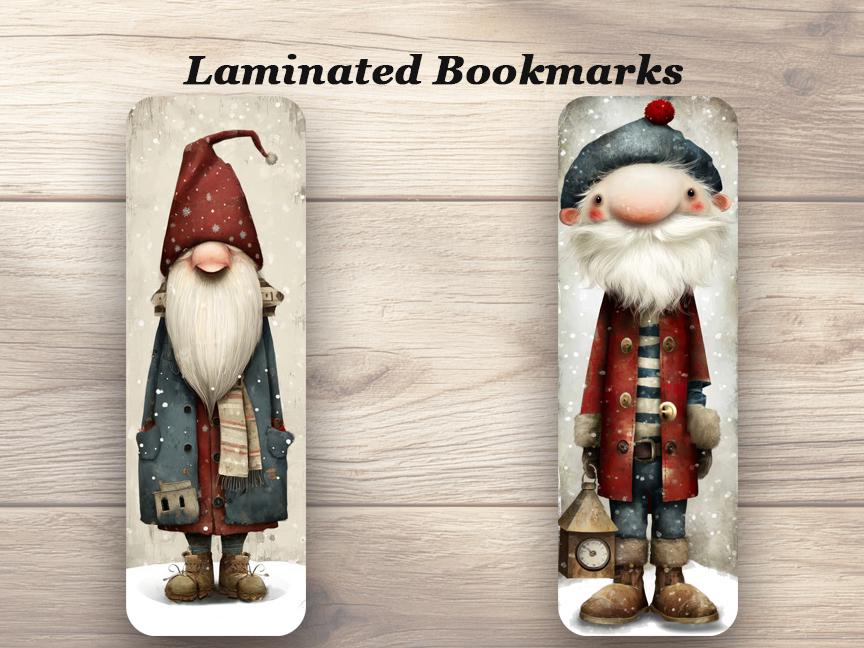 Whimsy Santa Laminated Bookmarks Set of 4 whimsical Vintage Santa Claus Bookmarks