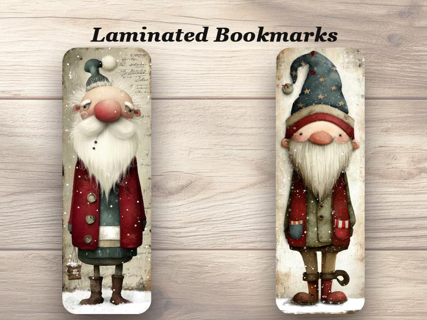 Whimsy Santa Laminated Bookmarks Set of 4 whimsical Vintage Santa Claus Bookmarks