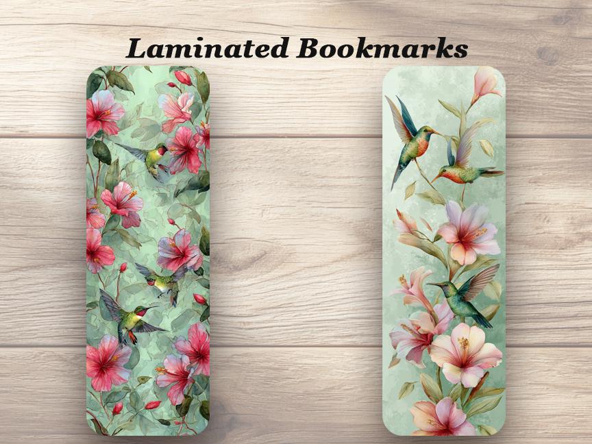 Hummingbird Laminated Bookmarks Set of 4 – Floral Bird Bookmarks 2x6 Inches – Nature Lover Gift – Reader Gift – Garden Inspired Bookmark Set