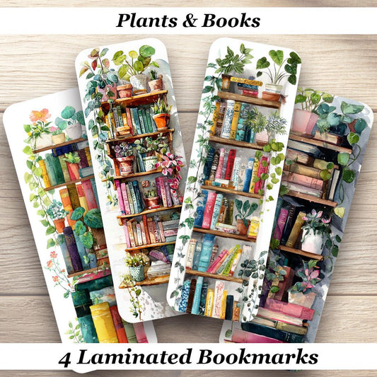 Plants and Books Laminated Bookmark. 4 different designs. Ideal cozy cottagecore gift for book lovers, gardeners, book clubs or yourself!