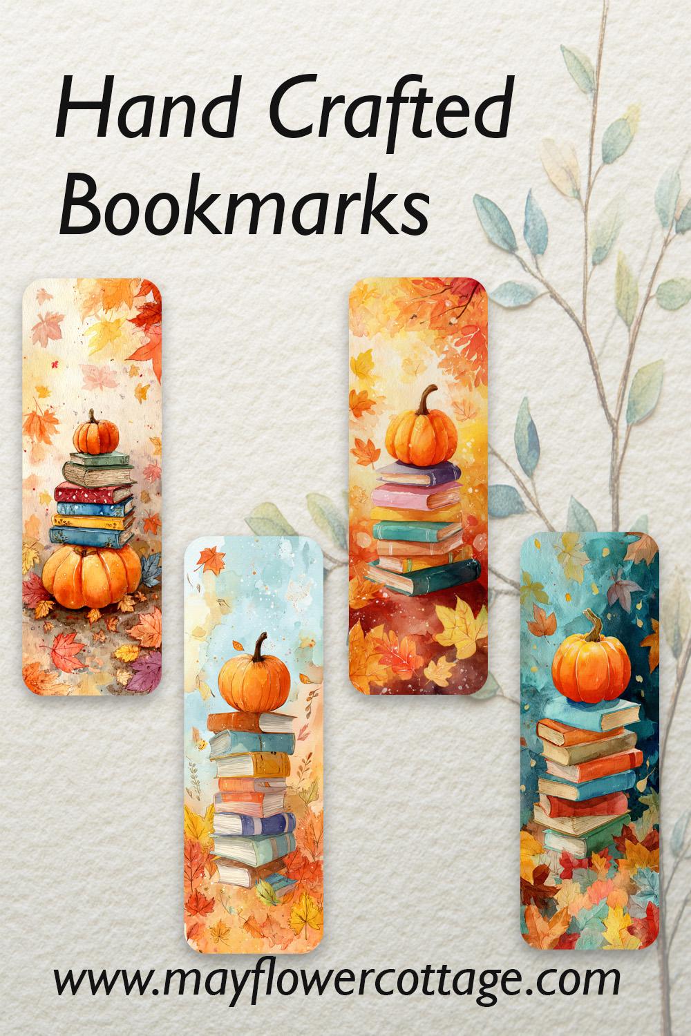 Pumpkins and Books Bookmarks. Set of 4 laminated Fall Reading Bookmarks. Great gift for book lovers. Cute Reader Accessories