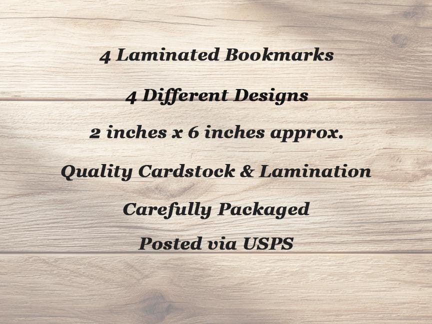 The Book Nook Laminated Bookmarks Set of 4 Cozy Bookstore Laminated Bookmarks.