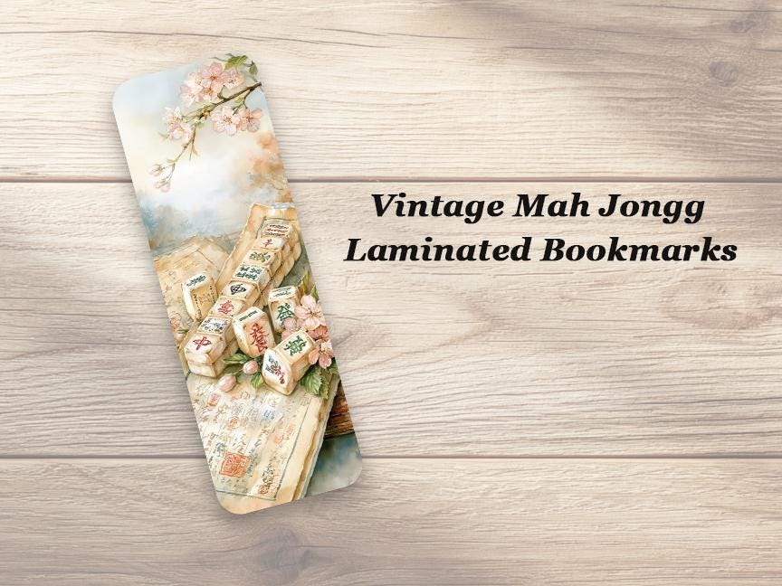 Vintage Mah Jongg Bookmarks. Set of 4 Laminated Mah Jong Bookmarks. Gift for Book Lovers