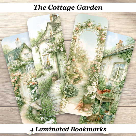 The Cottage Garden Bookmarks. Set of 4 Laminated Cottagecore Bookmarks. Book Lover Gift.